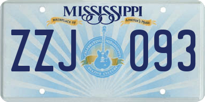MS license plate ZZJ093