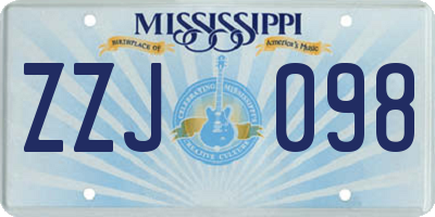 MS license plate ZZJ098