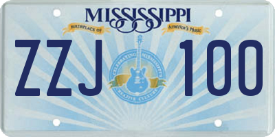MS license plate ZZJ100