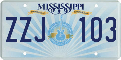 MS license plate ZZJ103