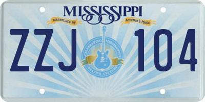 MS license plate ZZJ104