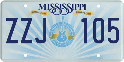 MS license plate ZZJ105