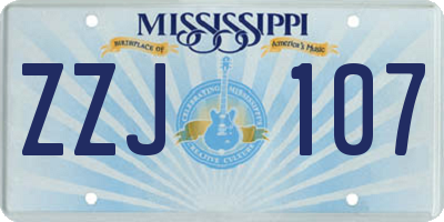 MS license plate ZZJ107