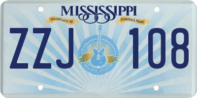 MS license plate ZZJ108