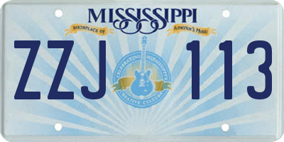 MS license plate ZZJ113