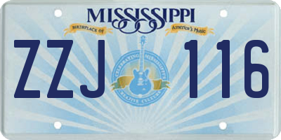 MS license plate ZZJ116