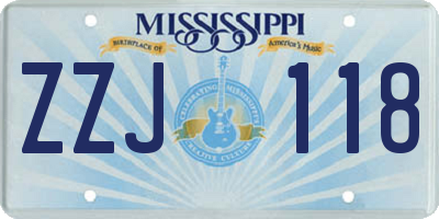 MS license plate ZZJ118