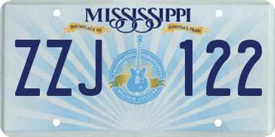 MS license plate ZZJ122