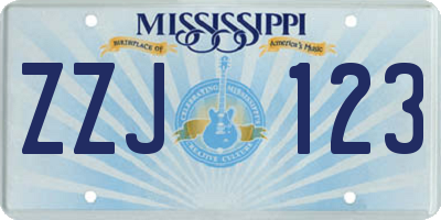 MS license plate ZZJ123