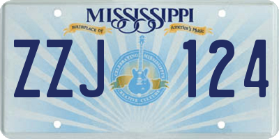 MS license plate ZZJ124