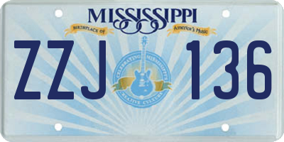 MS license plate ZZJ136