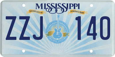 MS license plate ZZJ140
