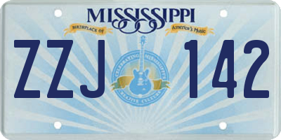 MS license plate ZZJ142