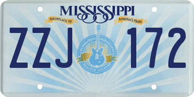 MS license plate ZZJ172