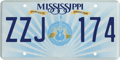MS license plate ZZJ174