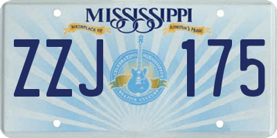 MS license plate ZZJ175