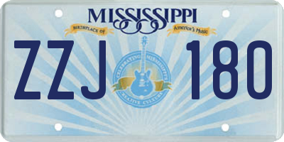 MS license plate ZZJ180