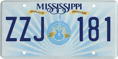MS license plate ZZJ181
