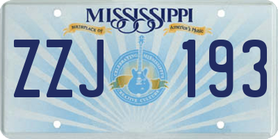 MS license plate ZZJ193
