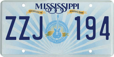 MS license plate ZZJ194