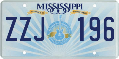 MS license plate ZZJ196