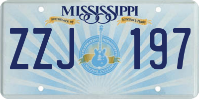 MS license plate ZZJ197