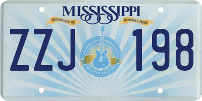 MS license plate ZZJ198