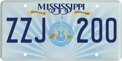 MS license plate ZZJ200