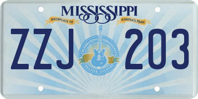 MS license plate ZZJ203