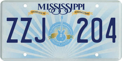 MS license plate ZZJ204