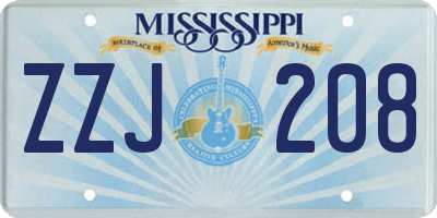 MS license plate ZZJ208