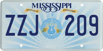 MS license plate ZZJ209