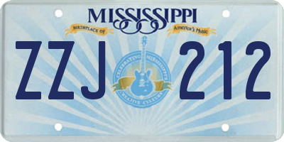 MS license plate ZZJ212