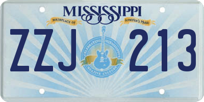 MS license plate ZZJ213