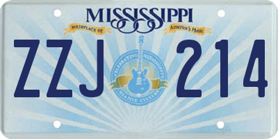 MS license plate ZZJ214