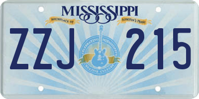 MS license plate ZZJ215