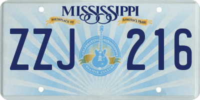 MS license plate ZZJ216