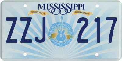 MS license plate ZZJ217