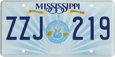 MS license plate ZZJ219
