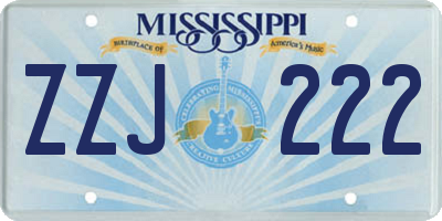 MS license plate ZZJ222