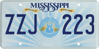 MS license plate ZZJ223