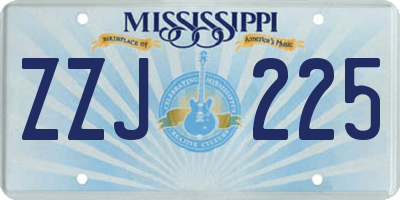 MS license plate ZZJ225