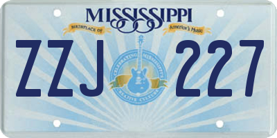 MS license plate ZZJ227
