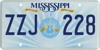 MS license plate ZZJ228
