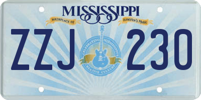 MS license plate ZZJ230