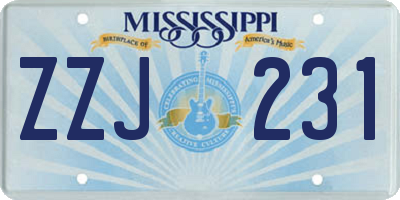 MS license plate ZZJ231
