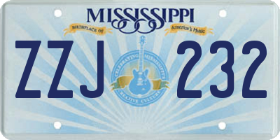 MS license plate ZZJ232