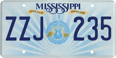 MS license plate ZZJ235