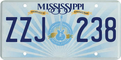 MS license plate ZZJ238
