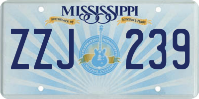 MS license plate ZZJ239